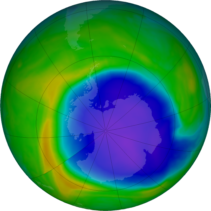 Antarctic ozone map for 07 November 2020